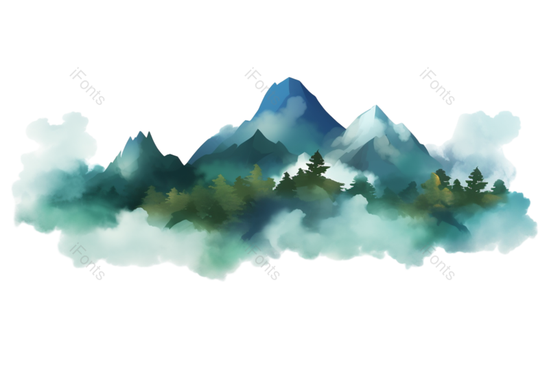 远山图片,竹子元素,山脉PNG,山峰免抠素材